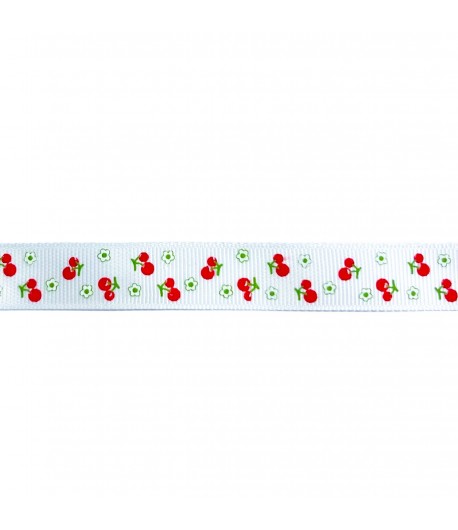 RUBAN BLANC CERISE 1.5 CM - 1M