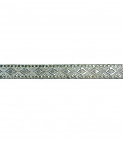 RUBAN GRIS ARGENT MOTIFS 1.3 CM - 1M