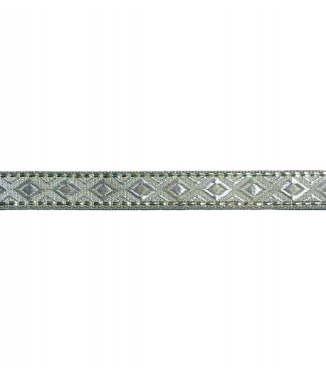 RUBAN GRIS ARGENT MOTIFS 1.3 CM - 1M