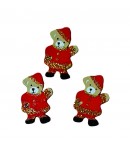 OURSONS EN BOIS X3 - ROUGE PAILLETTE 2.3X3.5CM