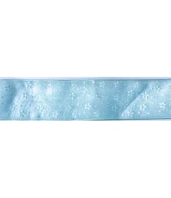 RUBAN TRANSPARENT BLEU FLEURS 2.5 CM - 1 METRE