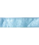 RUBAN TRANSPARENT BLEU FLEURS 2.5 CM - 1 METRE