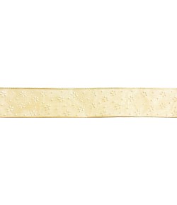 RUBAN TRANSPARENT BEIGE FLEURS 2.1 CM - 1 METRE