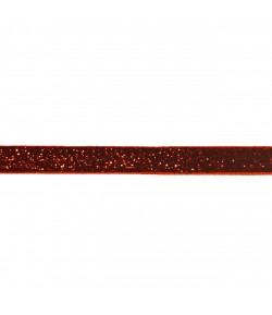 RUBAN ROUGE PAILLETE 1CM - 1M