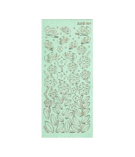 STICKERS FLEUR PAPILLON VERT BRILLANT