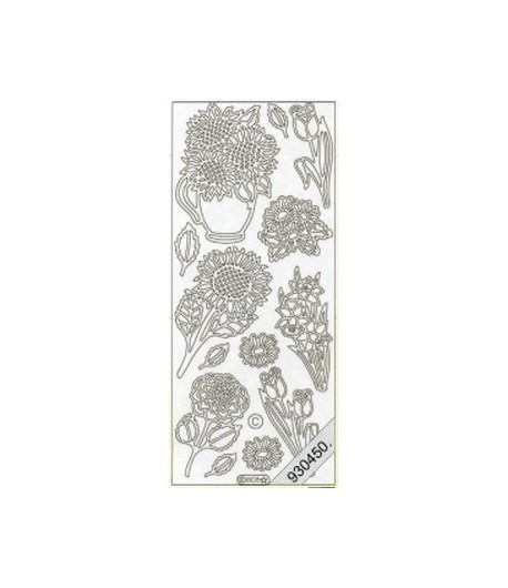 STICKERS FLEURS VASE ARGENT