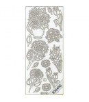STICKERS FLEURS VASE ARGENT