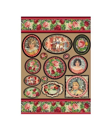 PAPIER DECOUPAGE PETITES FILLES VINTAGE 50 X 70 CM