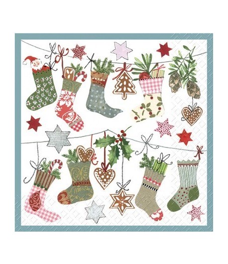 SERVIETTE CHAUSSETTES DE NOEL