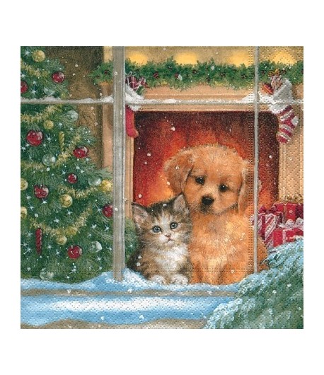 SERVIETTE LES AMIS A LA FENETRE