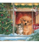 SERVIETTE LES AMIS A LA FENETRE