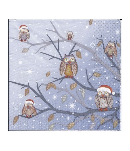 SERVIETTE LES CHOUETTES SOUS LA NEIGE