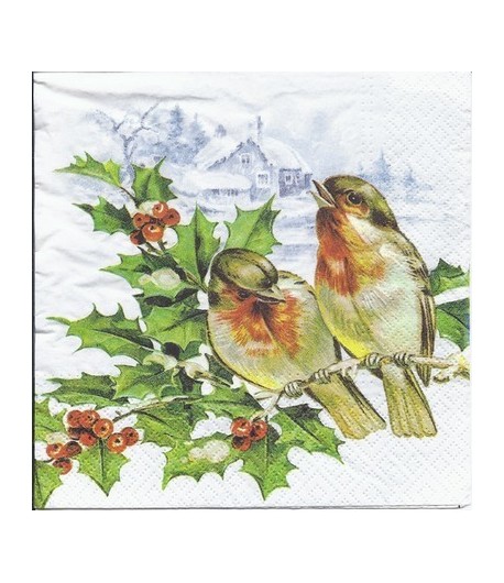 SERVIETTE LES OISEAUX ET LE HOUX