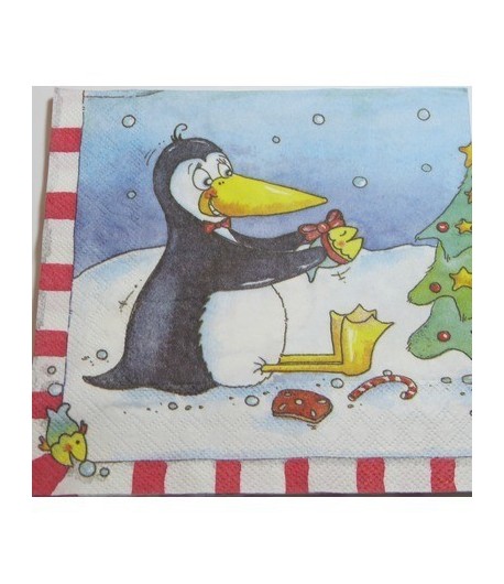 SERVIETTE NOEL SUR LA BANQUISE