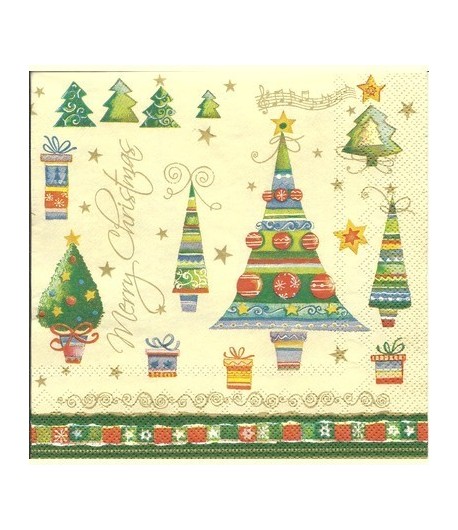 SERVIETTE SAPINS ART DECO