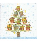 SERVIETTE SAPIN CHOUETTES