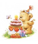 SERVIETTE OURSON ANNIVERSAIRE