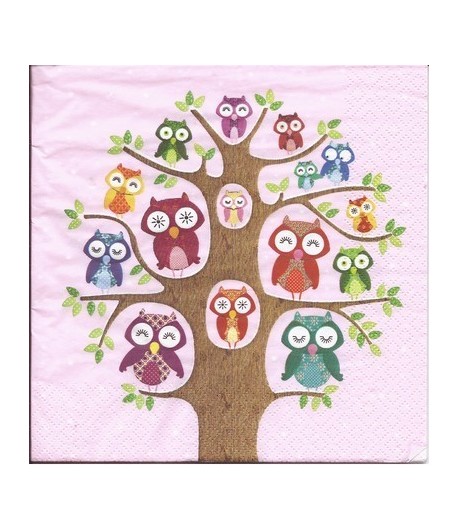 SERVIETTE FAMILLE CHOUETTES
