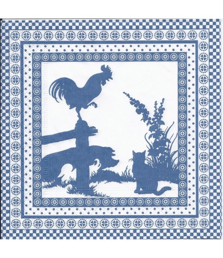 SERVIETTE BASSE COUR BLEUE