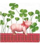 SERVIETTE COCHON ET TREFLE