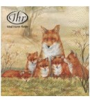 SERVIETTE MAMAN RENARD ET LES BEBES