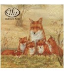 SERVIETTE MAMAN RENARD ET LES BEBES