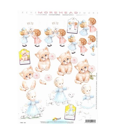 FEUILLE 3D FILLETTES ET CHATONS