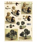 FEUILLE 3D CHIOTS ET CANARDS