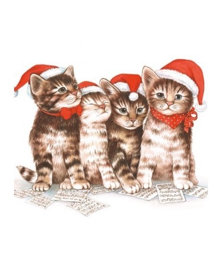 SERVIETTE LES 4 CHATONS DE NOEL