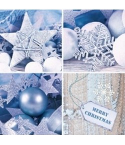 Lot De 20 Serviettes De Noël à Motifs Boules Bleues – 33x33 Cm – Idéales Pour Déco De Table, Bricolage Ou Découpage