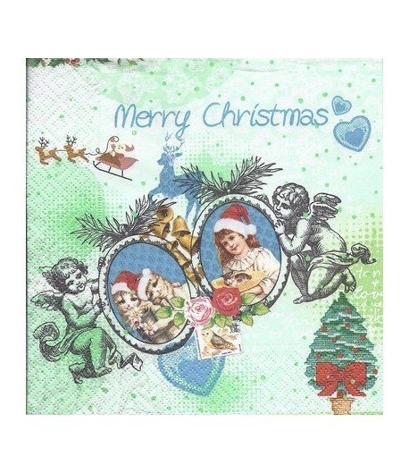 SERVIETTE ANGES MERRY CHRISTMAS