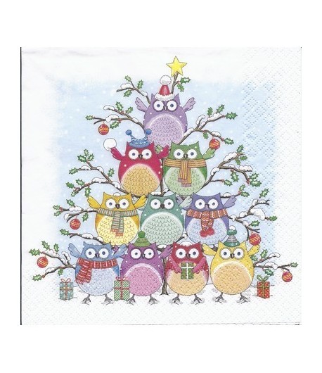 SERVIETTE ARBRE A CHOUETTES