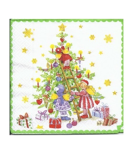 SERVIETTE SAPIN ET ANGES