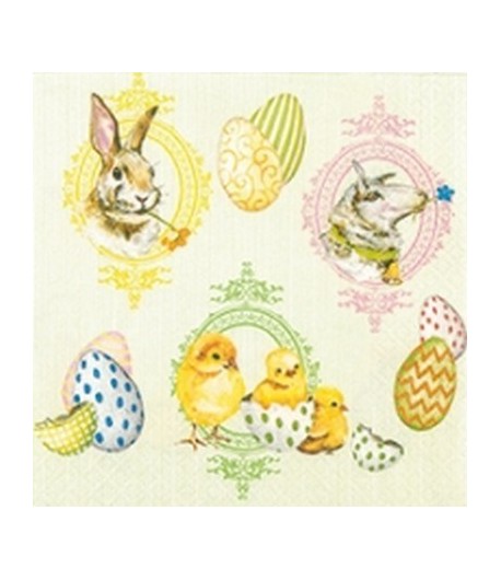 SERVIETTE OEUFS ET POUSSINS PAQUES