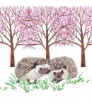 SERVIETTE LES HERISSONS SOUS LES ARBRES