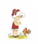 IMAGE 3D FILLETTE ET COQ 24X30  VE257