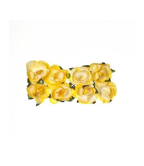 FLEURS ROSES JAUNE X 8